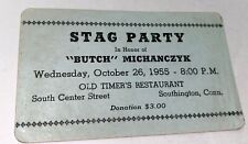 Vintage Stag Party Butch Michanczyk Southington CT Old Timers Restaurant Card picture