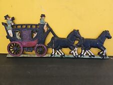 Vintage Cast Iron Horse Drawn Carriage Wall Hanger Great Condition Little Rustic picture