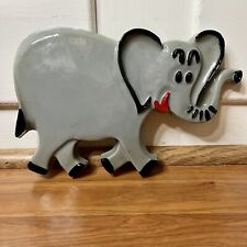 Vintage 60s/70s Resin Kitschy Cartoon Elephant Wall Plaque Decor picture