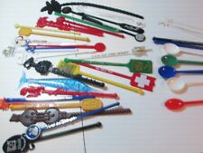 LOT OF 42 VTG PLASTIC SWIZZLE/COCKTAIL STIRRERS SPOONS ADVERTISING, E & W Coasts picture