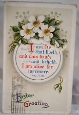 Antique Embossed Postcard I am He that Liveth... Rev. 1:18 - 1912 1 cent Stamp picture