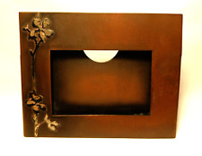 ~EXCELLENT Antique Heintz Bronze Sterling DOGWOOD Calendar Photo Frame~ picture