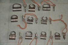 10 Pc Vintage Iron Cylindrical Shape Screw System Handcrafted Pad Locks  picture