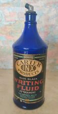 Vintage Carter's Writing Fluid Fountain Pen Blue Black 32 oz Bottle Empty A2 picture