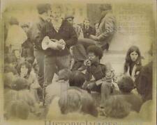 1970 Press Photo Man speaks on Bullhorn at Springfield Colleges' Demonstration picture