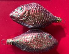Old World Christmas Fish Ornaments 3.5” Shiny Glitter picture
