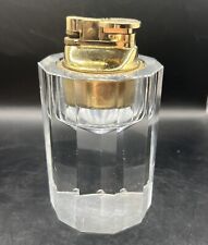 MCM VINTAGE CRYSTAL TABLE LIGHTER IN GEOMETRIC HEXAGON WITH JAPAN BRASS INSERT picture