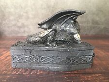 Black Dragon on Coffin Medieval Fantasy Jewelry Trinket Box As Is picture