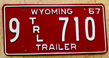 MINT   WYOMING 1967  TRAILER  LICENSE PLATE  