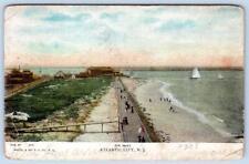 1906 AERIAL VIEW THE INLET ATLANTIC CITY NJ SAILBOATS ANTIQUE POSTCARD*CREASE* picture