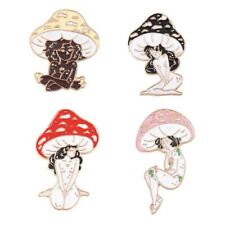 Mushroom Lady Pins SET - Full Set Of 4 - Lovely Mushroom Femmes, Quirky Weird picture