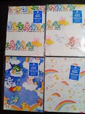 Care Bears Wrapping Paper VINTAGE FACTORY SEALED NEW OS Clouds Rainbows Set of 4 picture
