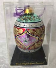 Dept 56 Hand Crafted Glass Egg Christmas Ornament Glitter Jeweled picture