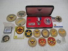 Vintage BSA Boy Scout Eagle Scout Award in Case w/Patches Pins and Coins Lot picture