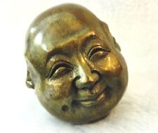 Buddhism Signed Bronze Old Tibet 6cm Brass 4 Faces Buddha Head Statue Figures  picture