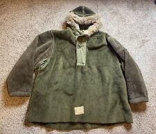 Vintage 40s WW2 US Military Parka Field Pile Fur Hooded Jacket Size Large picture