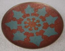 Vtg Brass & Enamel Painted Footed Bowl Middle Eastern India Boho picture