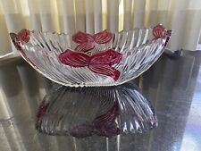 Vintage Anne Hutte Bleikristell  Lead Crystal Oval Bowl with Red Ribbons/Bows picture
