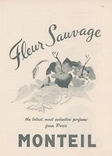 1954 Fleur Sauvage Perfume Ad Monteil Paris France French Mid Century Vintage picture