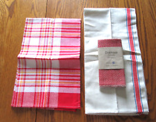 Vintage Red & White Towels, Dishcloth-Stripe, Plaid-New picture