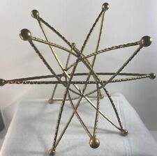 Mid Century Atomic Star  Brass Sculpture With Textured Electron Paths  12 Points picture