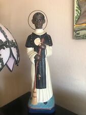 Vintage/ Antique Blessed Martin de Porres  Statue w/ Wire Halo and broom 11