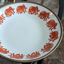 Horchow Japan Porcelain Brass Hand Decorated Elephant Bowl Vtg Hollywood Regency picture