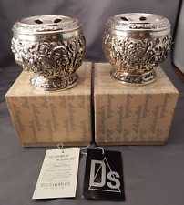 Vintage Pair DELLI SILVERPLATE 2-Piece Round Candleholders in Original Boxes picture