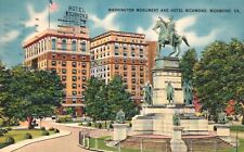 Postcard VA Hotel Richmond & Washington Monument Posted 1952 Vintage PC H9488 picture
