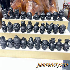 10pcs Mix Natural Obsidian Skull Carved Quartz Crystal Skull Reiki Healing picture