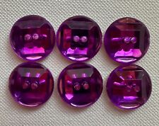 6 Vintage Purple Plastic Buttons, Faceted with Mirror Finish picture