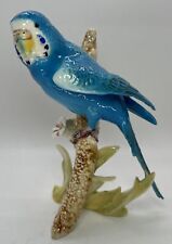 GOEBEL Blue Parkeet Bird 1973 Figurine GERMANY Budgie w/ Flower 3851218 picture