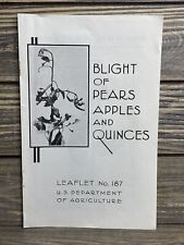 Vintage Leaflet US Dept of Agriculture No 187 Blight Of Pears Apples Quinces  picture
