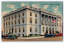 1945 U.S. Post Office Exterior Building Classic Cars Jackson Tennessee Postcard picture