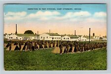 Camp Atterbury IN-Indiana Tent Pitching Soldiers Barricks Vintage Postcard picture