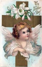 EASTER - Angel And Flowers 'Tis Easter Day Postcard picture