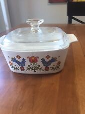 Vintage Corningware Country Festival Square Covered Dish 1 1/2 Qt  Lid A7C Pyrex picture