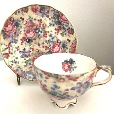 Crown Dorset Chinz Cup & Saucer Roses Floral picture