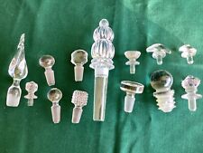 Vintage / Antique Lot of 13 Glass Perfume Bottle Stoppers Assorted  Shapes Sizes picture