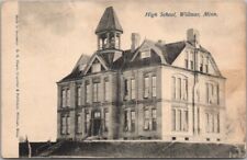 Vintage WILLMAR, Minnesota Postcard HIGH SCHOOL Building View - 1906 MN Cancel picture