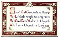 Antique Sweet Girl Graduate Well Wishes, Floral, Embossed, Postcard picture