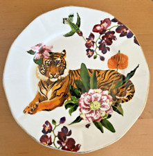 ANTHROPOLOGIE Nathalie Lete Titania Collection Dessert Plate Gold Rim - Tiger picture