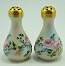 O&EG Royal Austria Atq Floral Hand Painted Porcelain Signed S & P Shakers C16 picture