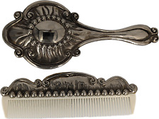 Antique Rare Silver Plated Vanity Brush Set Hair Brush & Comb by International picture