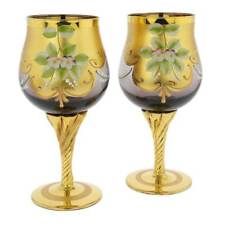 GlassOfVenice Set of Two Murano Glass Wine Glasses 24K Gold Leaf - Purple picture