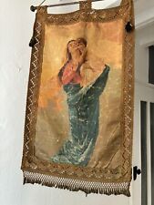 ~19th Century Italian Religious Banner Mary Jesus Oliograph with Tassels~ picture