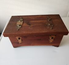 Vintage Wood With Copper/ Brass & Button Straps Chest Jewelry Box Treasure Box  picture