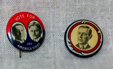 Woodrow Wilson Presidential Political Campaign Button Pins 1912 1916 - Lot of 2 picture