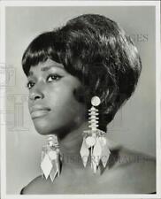 1966 Press Photo A model wearing Castlecraft earrings. - lra27164 picture