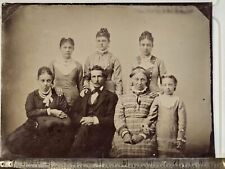 Large 6x8 Vintage Tintype Photo Odd Family Resemblance Mulatto Mix? 6 Girls picture